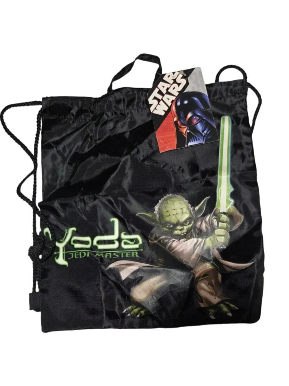 Star Wars Yoda Jedi Master Black Drawstring Backpack Cinch Sack School Bag New
